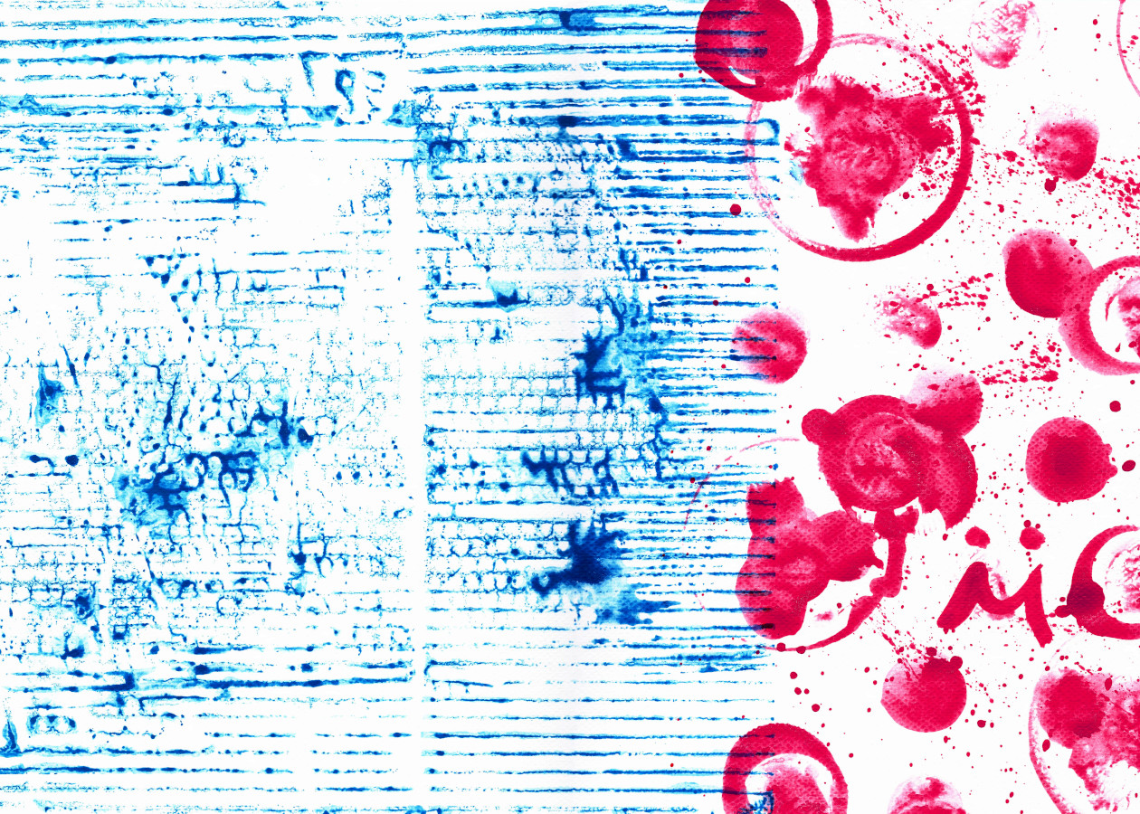 Blue Lines and Magenta Circles Contemporary Acrylic Painting