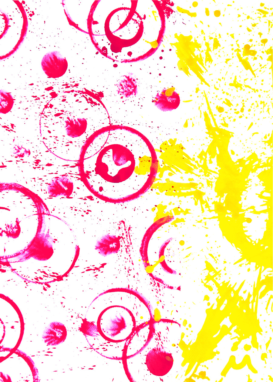 Magenta Circles and Yellow Splash Bold Urban Abstract Painting